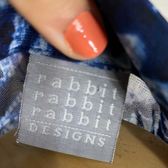 Vintage Rabbit Rabbit Rabbit Blue 2 Piece Set Maxi Dress & Sheer Overlay Size 14 - Picture 7 of 12